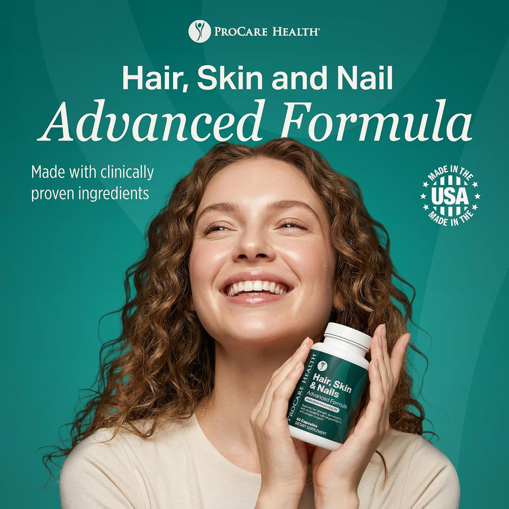 Hair, Skin & Nails Advanced Formula with Keratin Peptides | Capsule | 60ct | Hair Skin and Nails Vitamins with 5000mcg Biotin, Cynatine HNS Solubilized Keratin, Amino Acids, Vitamin C & E, Made in USA