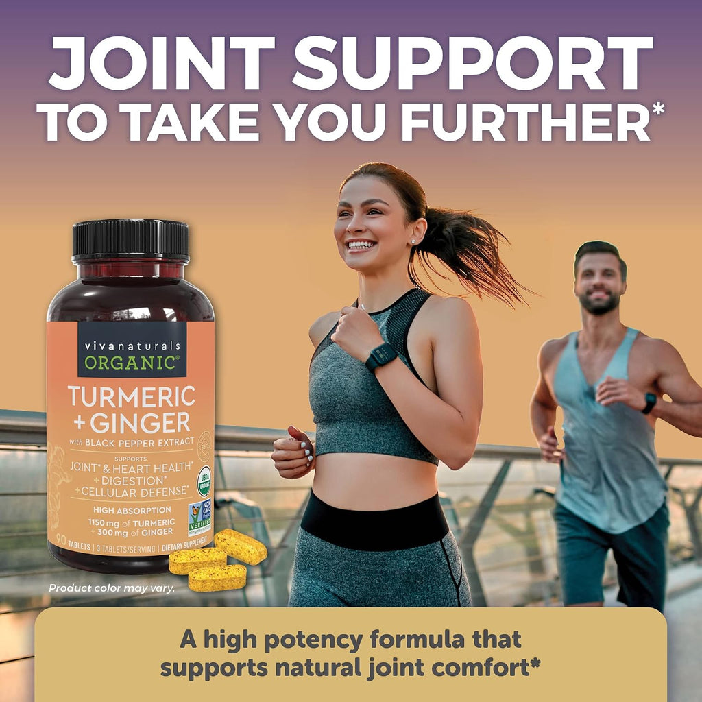 Viva Naturals Organic Turmeric Curcumin Supplement with Black Pepper and Ginger and Elderberry, Vitamin C, Zinc and Vitamin D3 5000 IU Bundle for Joint, Immune Support, Heart, Digestive Health