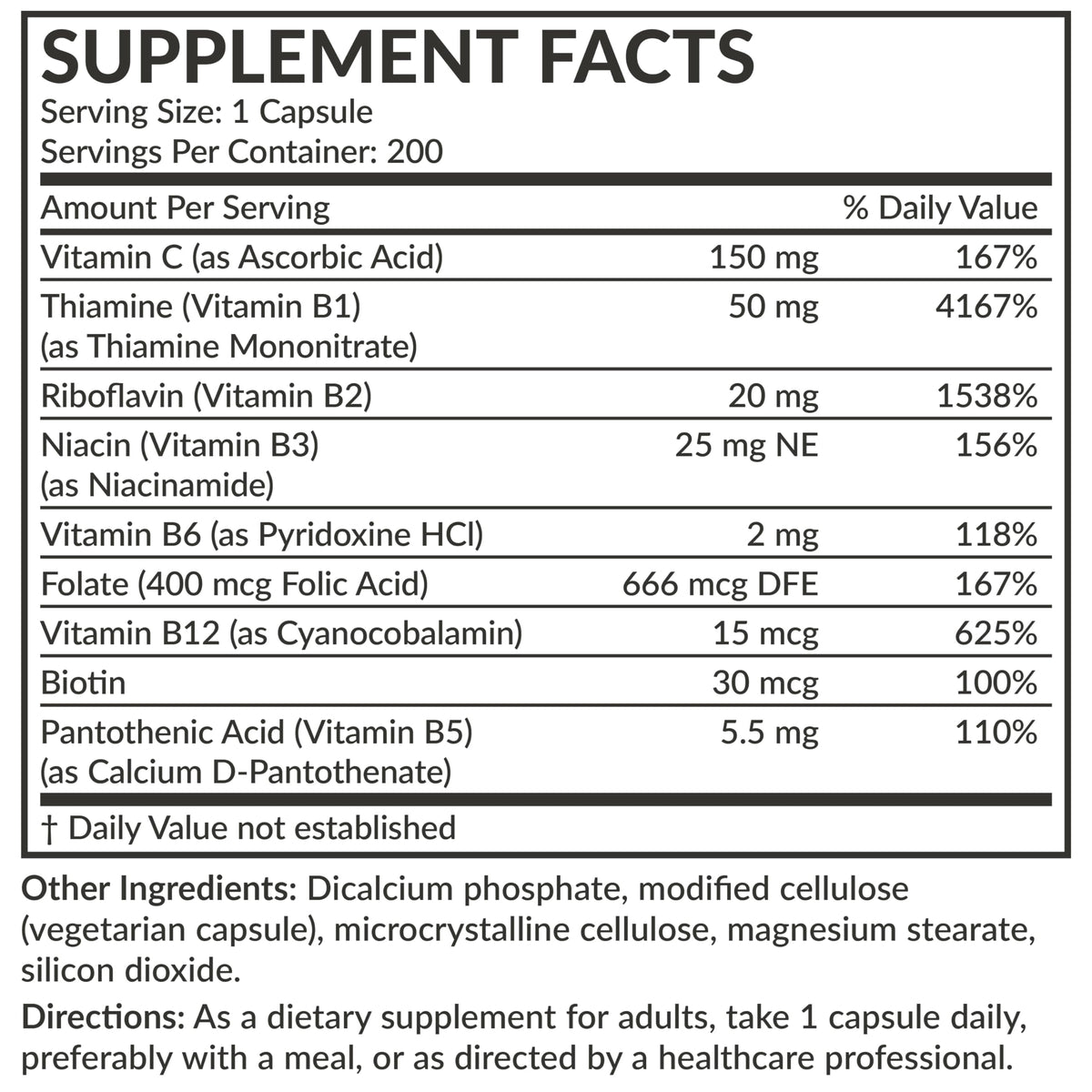 Futurebiotics Vitamin B Complex with Vitamin C Supports Energy Production, Nervous System & Immune Support - Non-GMO, 120 Vegetarian Capsules