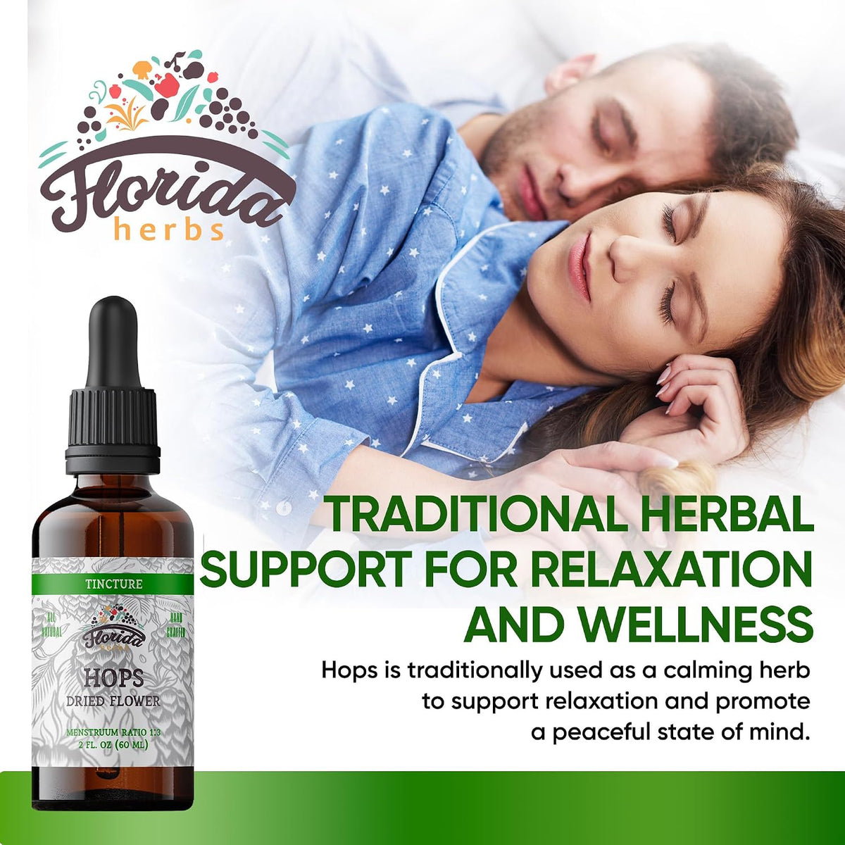 Hops Tincture, Organic Hops Extract Drops (Humulus Lupulus) Dried Flowers - Non-GMO 2 oz