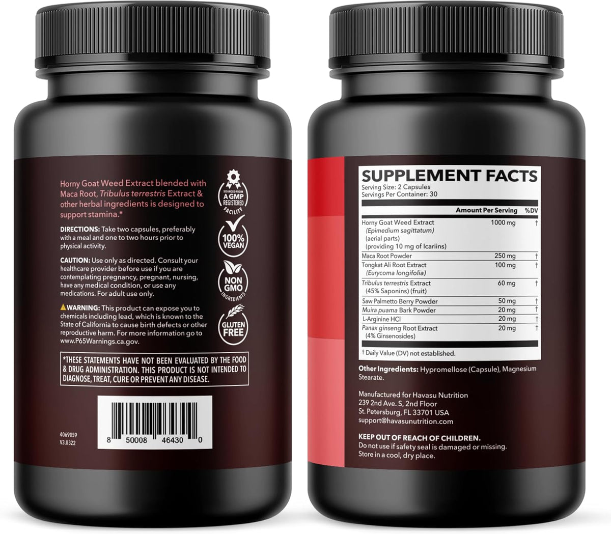 Horny Goat Weed with Maca, Tongkat Ali and Saw Palmetto, 30 Servings | Vegan, Non-GMO, Gluten free Horny Goat Weed Capsules for Men & Women, Extra Strength Performance, 60 Count, 1 Month Supply