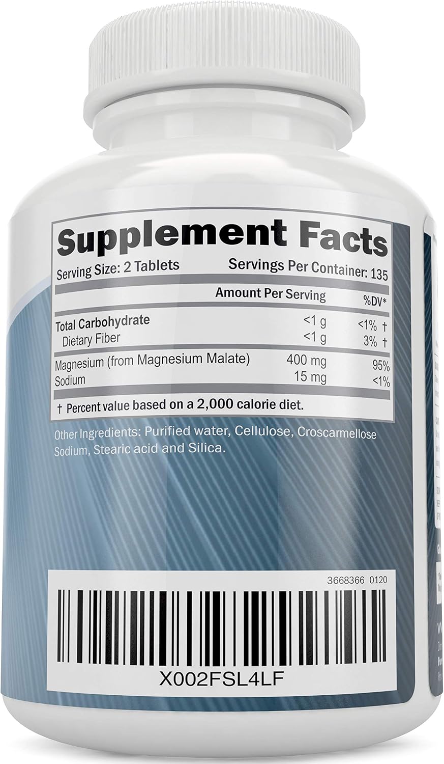 Magnesium Taurate 400mg + Magnesium Malate 400mg - Highly Bioavailable - High Absorption Bundle - 270 + 270 Vegetarian Tablets