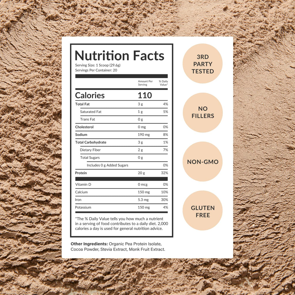 BEAM Vegan Protein Powder – Organic Pea Protein Isolate, 20g Plant-Based Protein per Serving, Third-Party Tested, No Added Sugar, Dairy Free, Soy Free, Gluten Free, 20 Servings, Chocolate