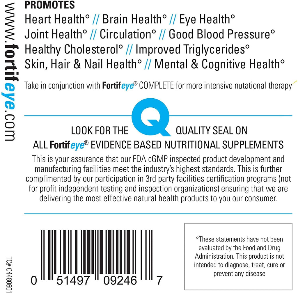 Fortifeye Super Omega-3 Max Fish Oil - 60 Count - Quadruple Strength Ultra-Pure rTG Omega-3-2400mg EPA + DHA in 2 Softgels - Expertly Concentrated & Purified in Norway from Wild Fish - Lemon Flavor