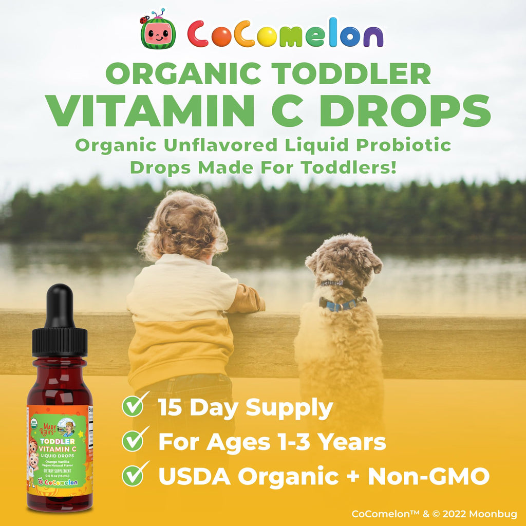MARYRUTH'S USDA Organic Kids Vitamin C Drops Vegan Vitamin C Immune Support Supplement for Ages 4-13 | Immune Support & Overall Health | Vitamin C from Organic Acerola Fruit Extract | 2oz