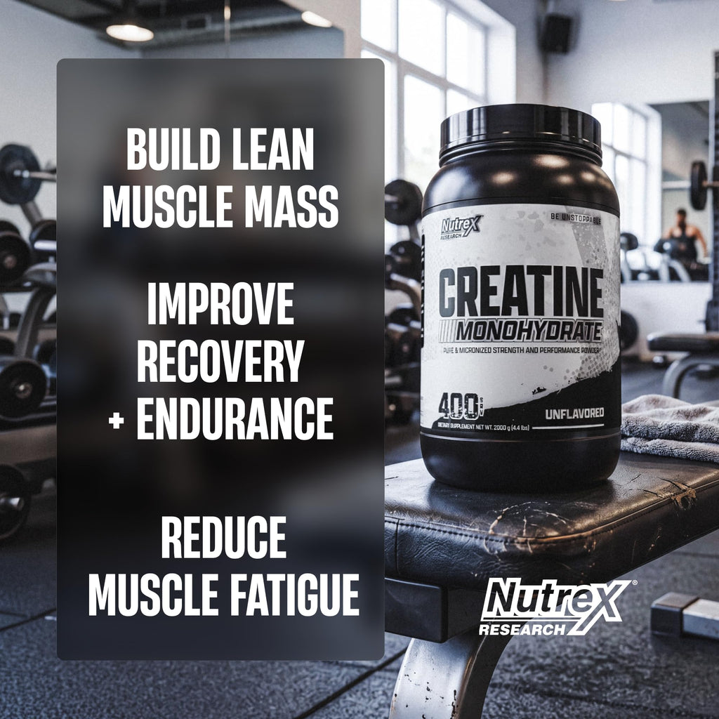 Nutrex Research Micronized Creatine Monohydrate Powder - 200 Servings (1KG) Pure, Unflavored Creatine Monohydrate Supplement for Muscle Gain, Strength and Performance, 5G Per Serv (2.2lbs)