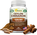 Natural Ceylon Cinnamon 1200mg Per Serving - 120 Capsules, True Cinnamon from Sri Lanka, Extract Supplement Pills Promotes Heart Health