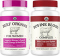 Beef Organ Supplement for Women + Bovine Blood and Beef Liver Supplement- Organic Nutrient Dense Superfood for Overall Energy, Health, & Wellness - No Fillers, Freeze Dried Supplements