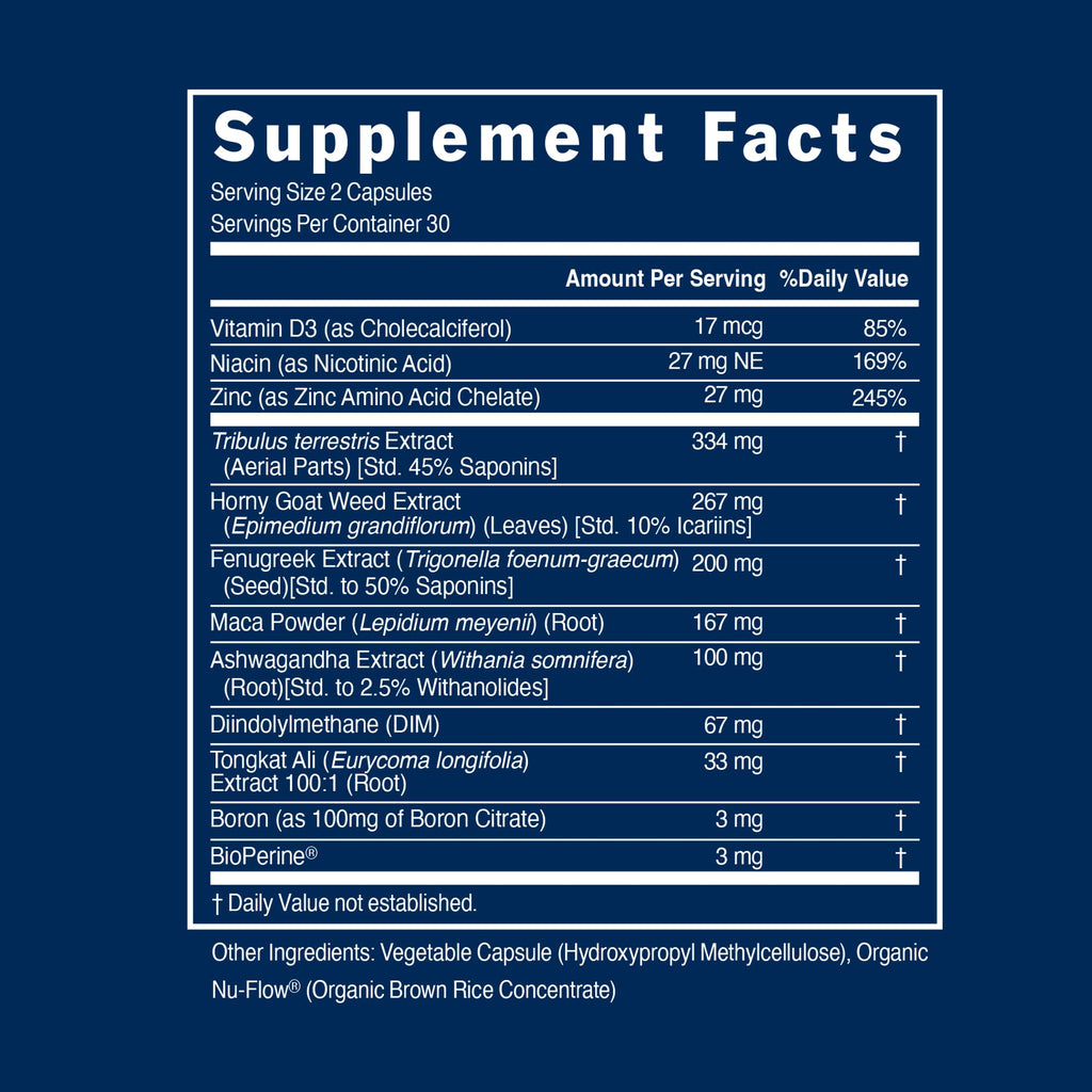 PS Natural Testosterone Booster, D3, Zinc, Horny Goat Weed, 60 Day Supply | Tribulus, tongkat ali, fenugreek, ashwagandha & maca root for men, made in USA, GMP & NSF certified, non-GMO, gluten free