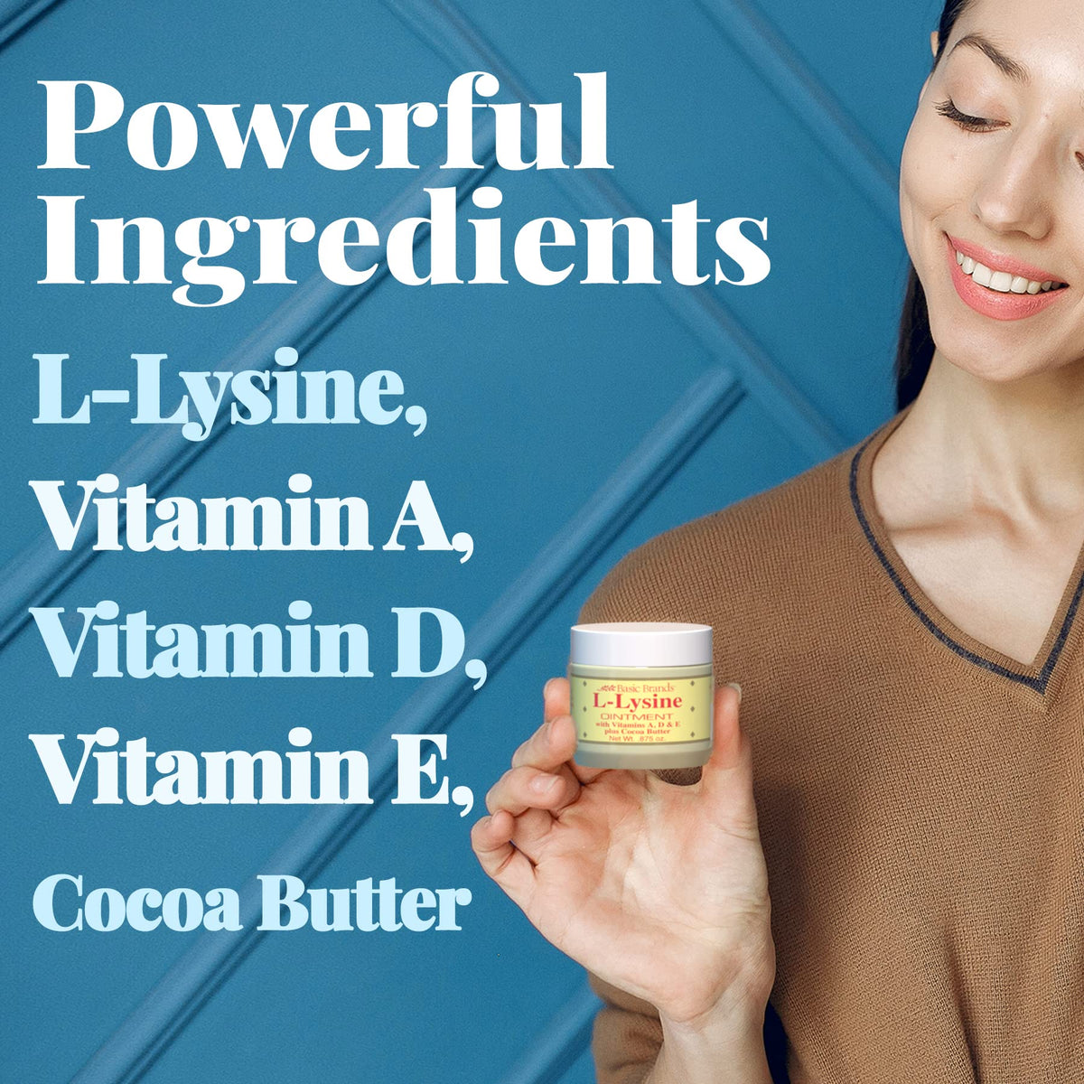 Basic Brands - L-Lysine Ointment - 0.875 oz - Lysine Cold Sore Treatment and Blister Relief - Soothes Chapped Lips and Dry Skin – 2-Pack