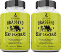 Ancestral Supplements Grass Fed Beef Pancreas Supplement, 500mg, Pancreatic Support with Proteolytic Digestive Enzymes for Digestion Support, Including Trypsin, Non GMO, 180 Capsules (Pack of 2)