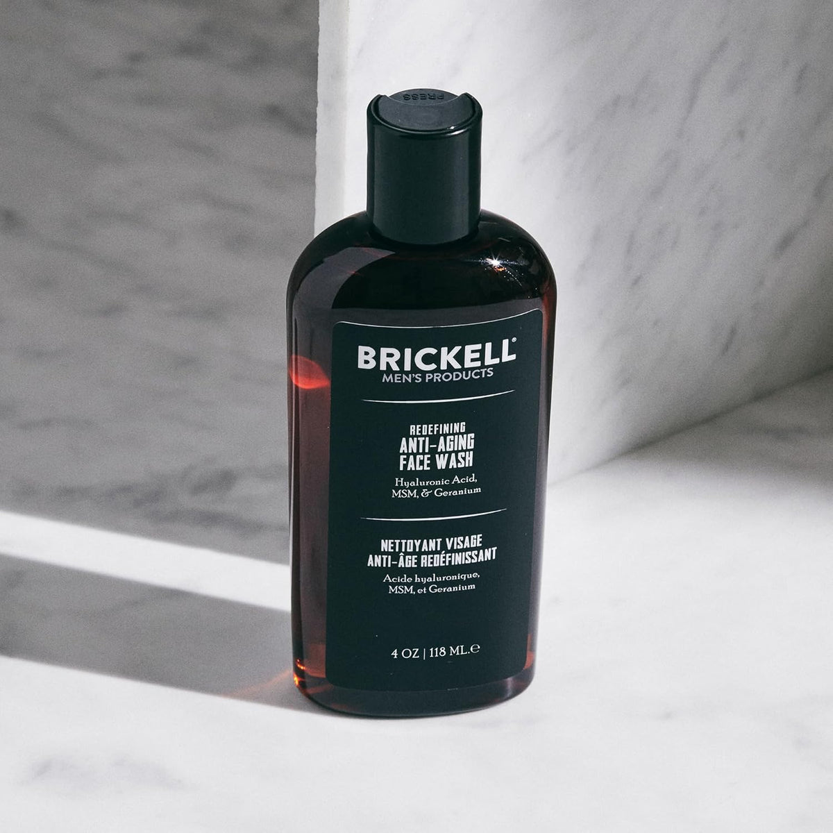 Brickell Men's Redefining Anti-Aging Face Wash For Men, Foaming Gel Face Wash Firms & Plumps Skin to Reduce Signs of Aging, With Hyaluronic Acid, Vitamin E, and Vitamin C, 4oz, Scented