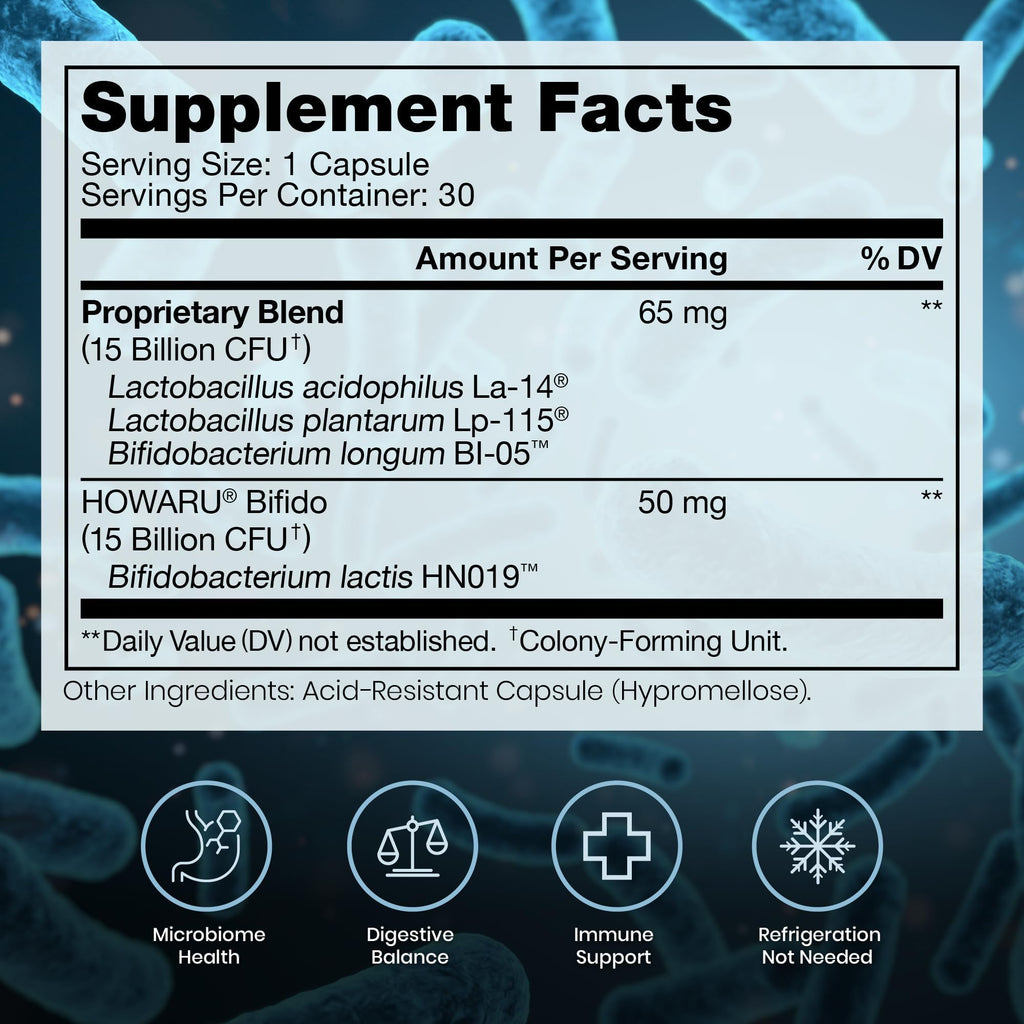 Pure Therapro Rx Power Probiotic Daily - 30 Acid-Resistant Capsules | 4 Proven Strains - 30 Billion CFU/Capsule | Patented Activ-Vial Desiccant Bottle to Ensure Freshness | NO Refrigeration Required