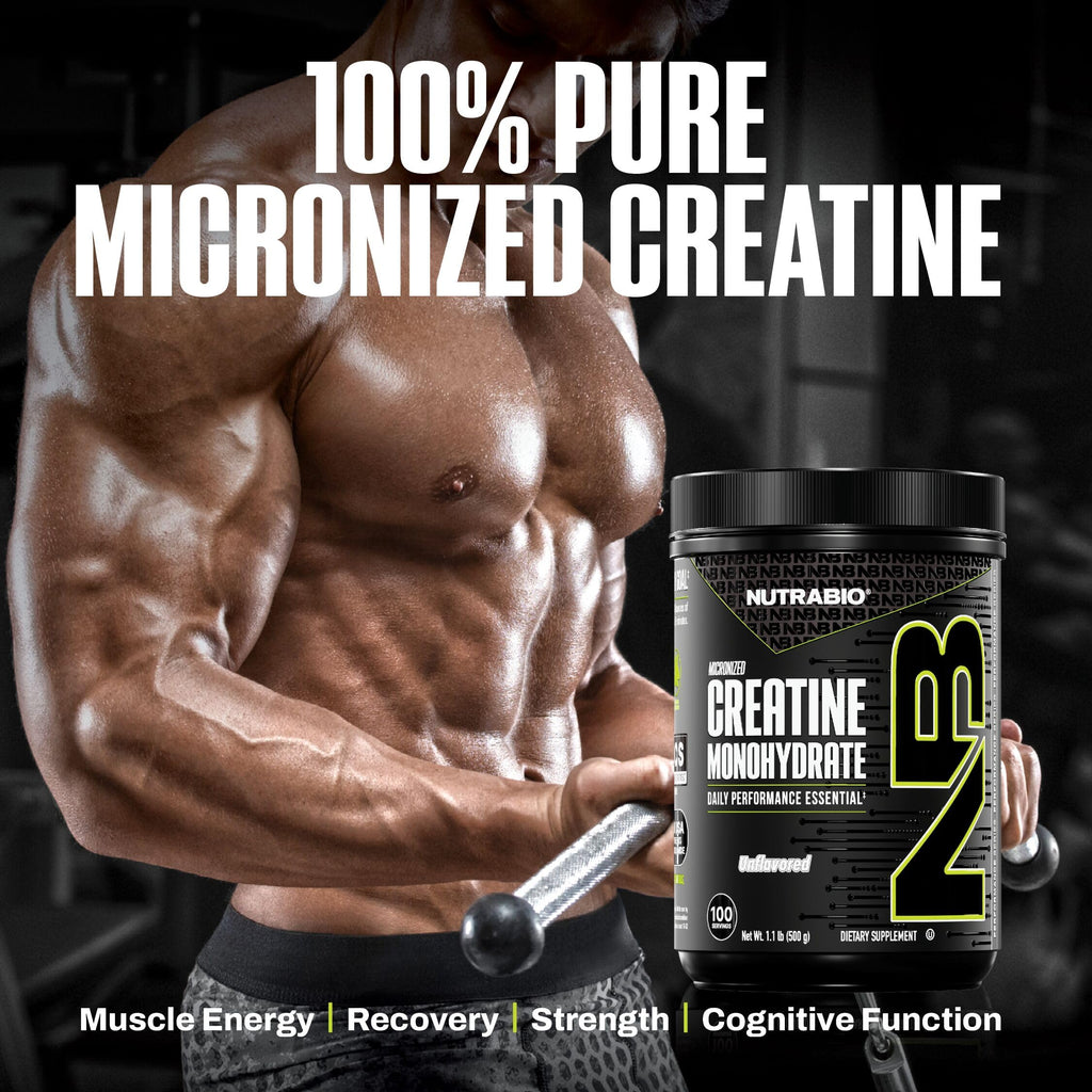 NutraBio Pure Micronized Creatine Monohydrate Powder Supplement, Unflavored, (300 g) - Supports Bulk Muscle Energy, Recovery, and Strength - HPLC Tested Creatine Powder Supplement for Men and Women