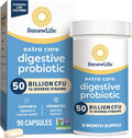 Renew Life Extra Care Digestive Probiotic 50 Billion CFU | 90 Vegetarian Capsules | Supports Digestive, Immune & Respiratory Health | Dairy, Soy and Gluten Free Supplement