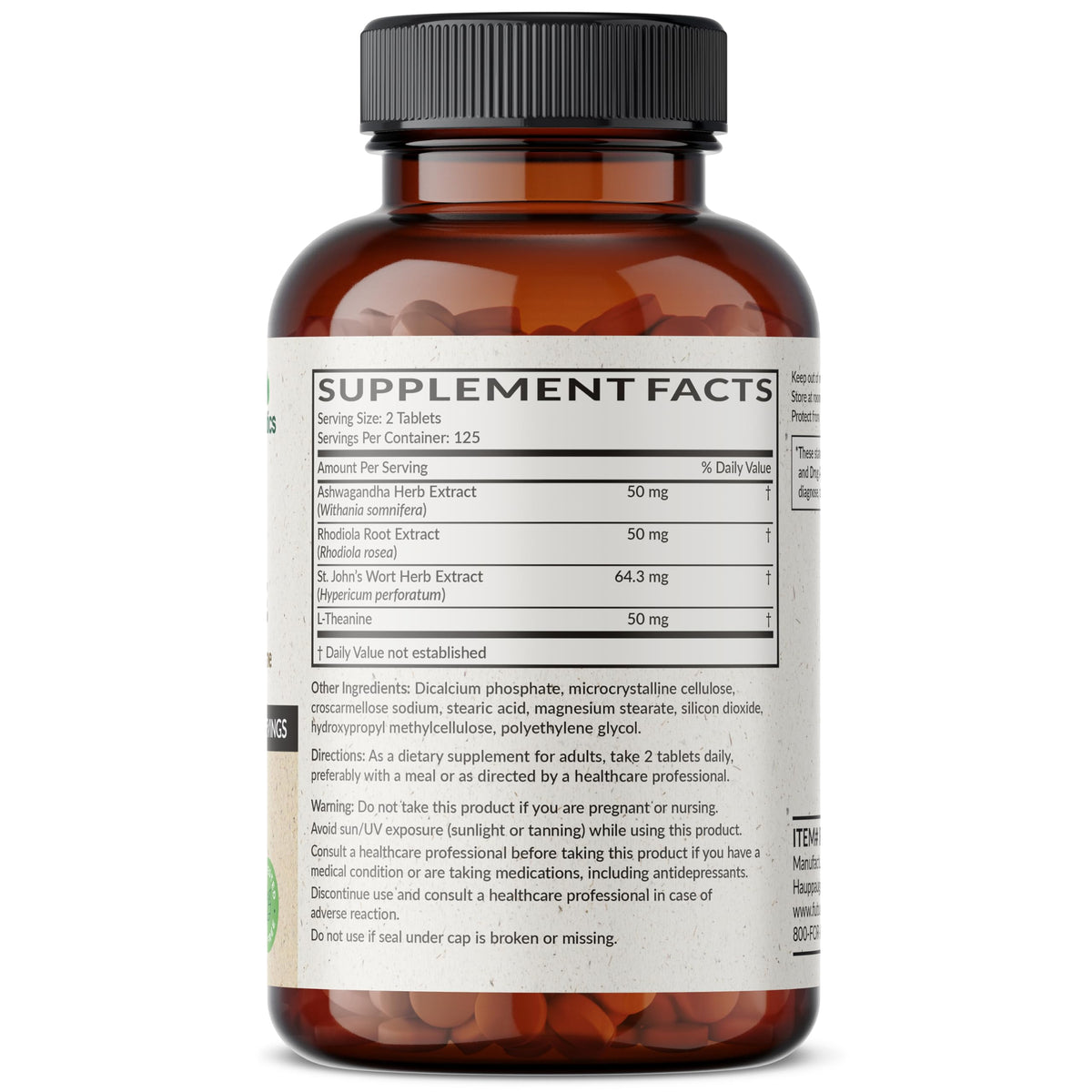 Futurebiotics Chill Pill + Ashwagandha, Rhodiola, St. John’s Wort, & L-Theanine - Non-GMO, 120 Vegetarian Tablets
