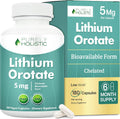 Lithium Orotate 5mg, Mood and Emotional Balance Support, 6 Month Supply | Highly-Bioavailable Chelated Form, Low Dose Lithium Supplements for Cognitive Health & Calm Support, Vegan, 180 Capsules