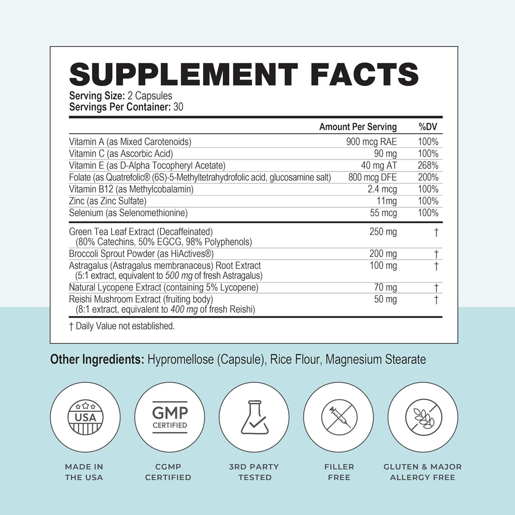 Dietary Supplement Tablets by Papillex - All Natural Immune Support - Immunity Defense - Best Immune System Booster - Organic 60 Capsules Bottle (Single Bottle)