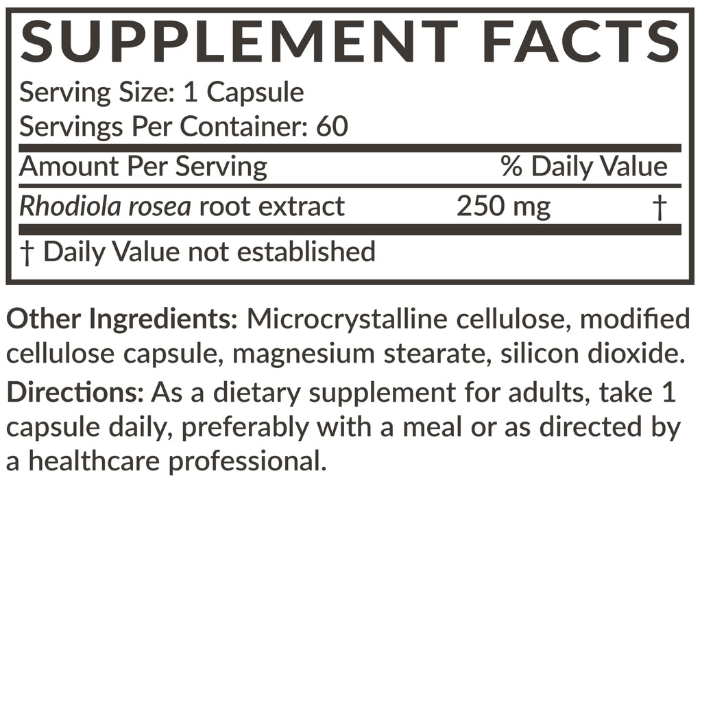 Futurebiotics Rhodiola Rosea Powder Adaptogenic Herb Vegetarian Capsules, 60 Count