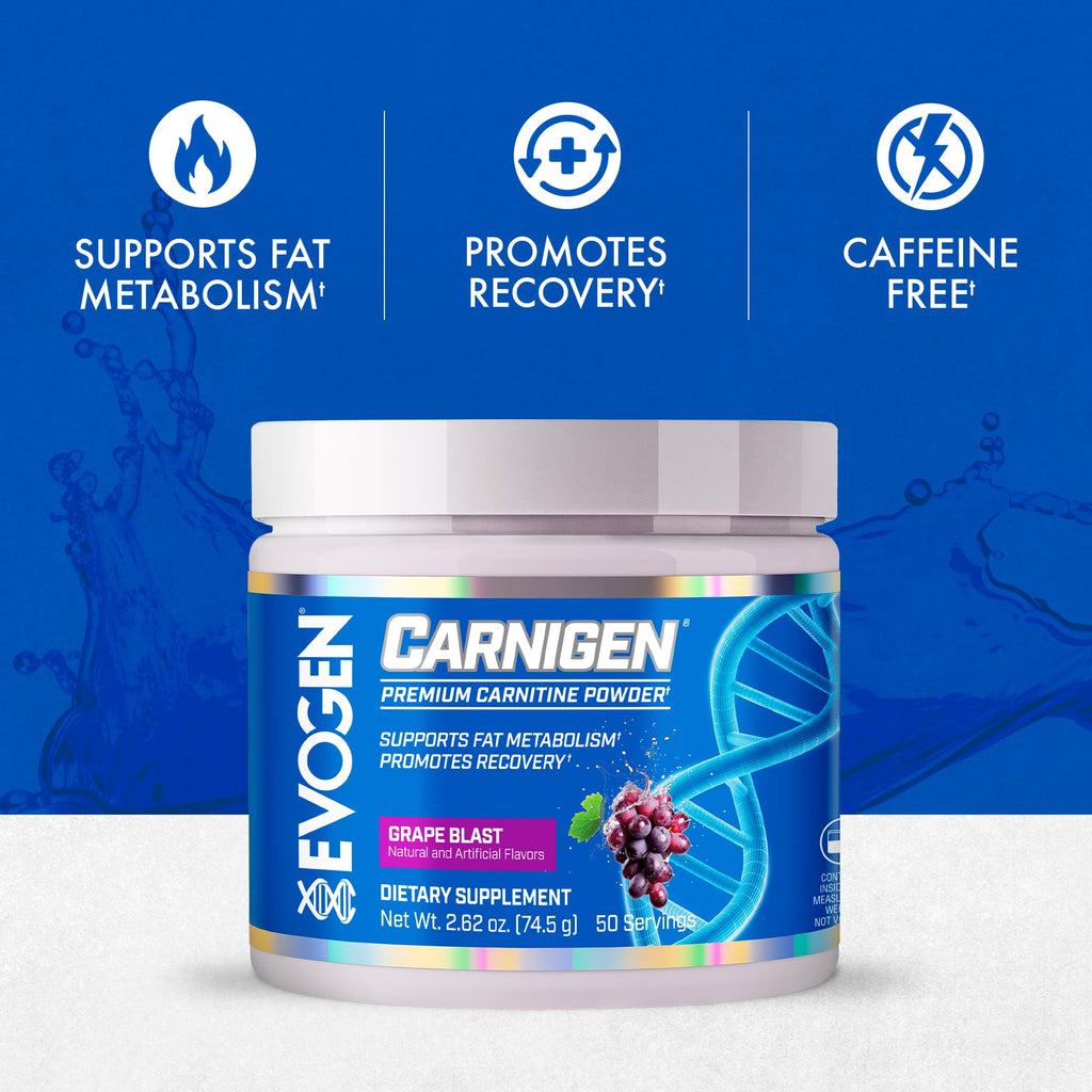 Evogen Carnigen Supports Energy and Metabolism | Raspberry Lemonade | 50 Servings