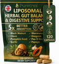 Parasite Cleanse for Humans - Liposomal Herbal Gut Detox Support, Combination with Black Walnut, Wormwood, Clove, Pumpkin Seed, Garlic, Oregano, Pau D’Arco & Papaya - Intestinal Support - 120 Capsules