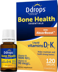 Ddrops Adult Bone Health 1000 IU Vitamin D3 + 90 mcg K2-120 Drops - Helps Maintain and Build Strong Bones and Teeth. No Artificial Preservatives, No Sugar, Non-GMO, Allergy-Friendly
