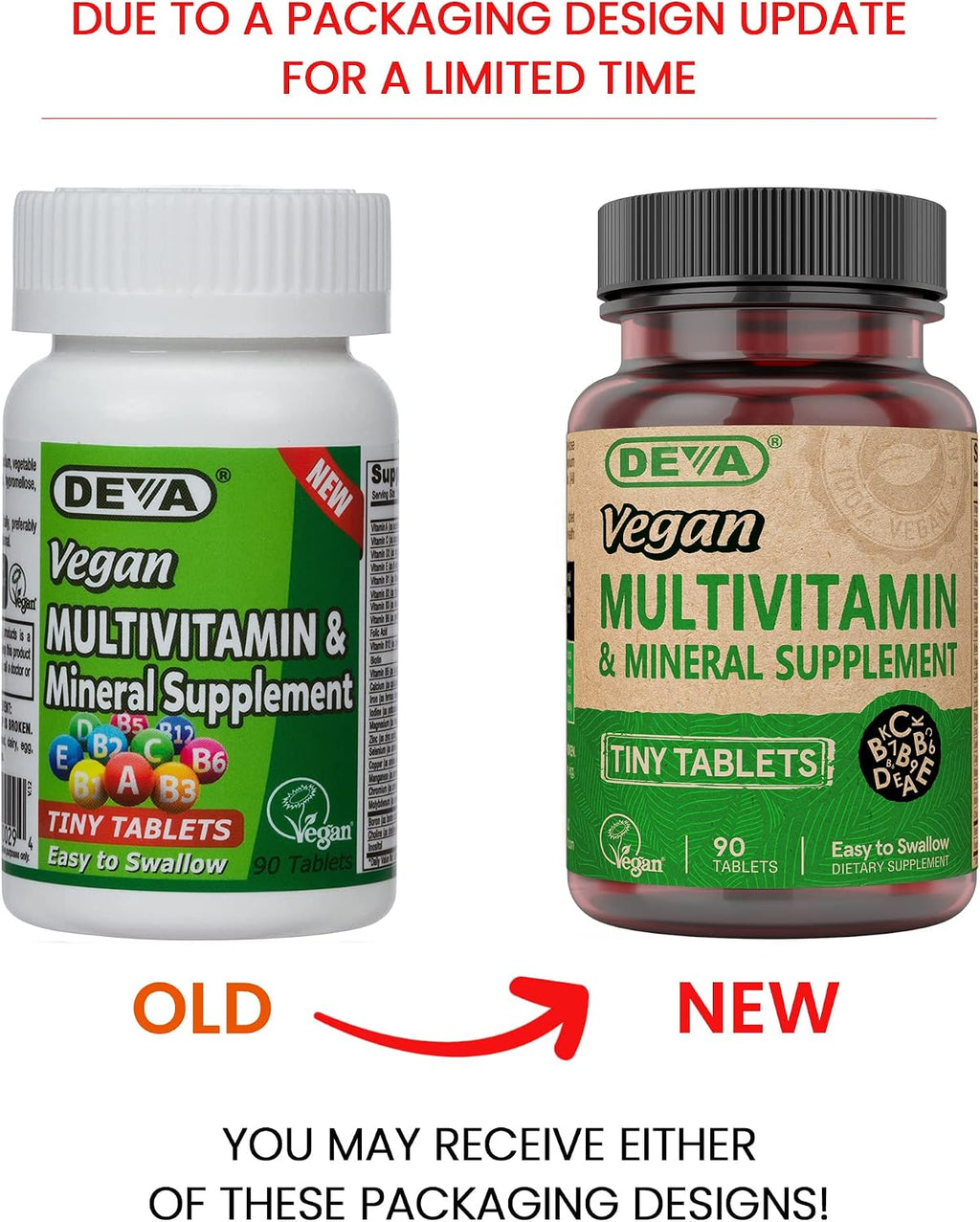 Deva Vegan Multivitamin & Mineral Supplement, Tiny Tablets, Easy to Swallow, 90 Tablets