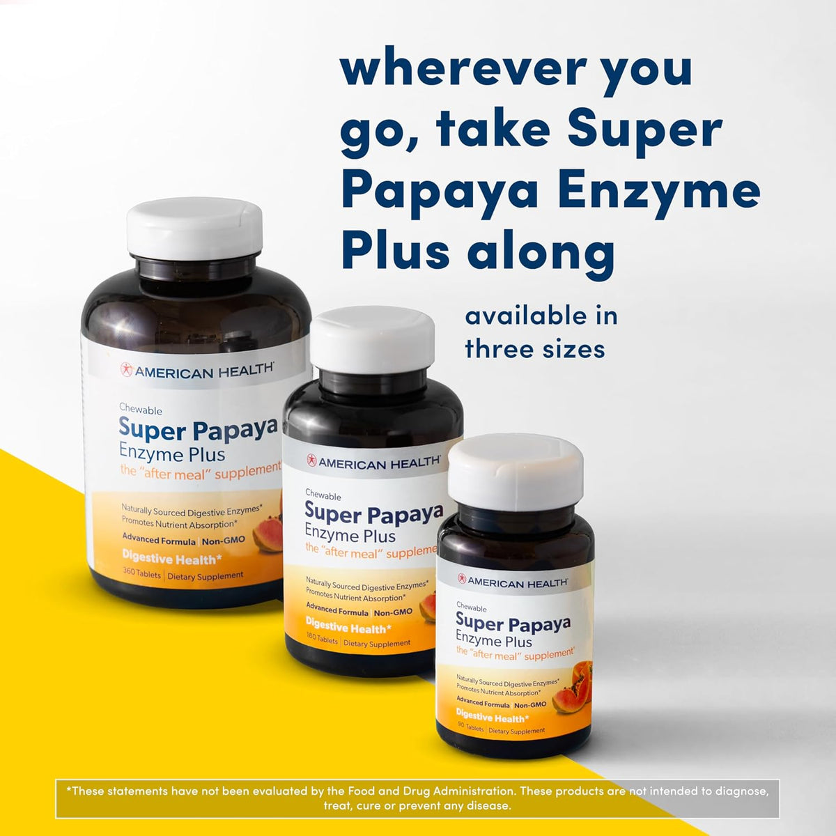 American Health Super Papaya Enzyme Plus Chewable Tablets, Natural Peppermint Flavor, Promotes Digestion & Nutrient Absorption, Contains Papain & Other Digestive Enzymes, 360 Count