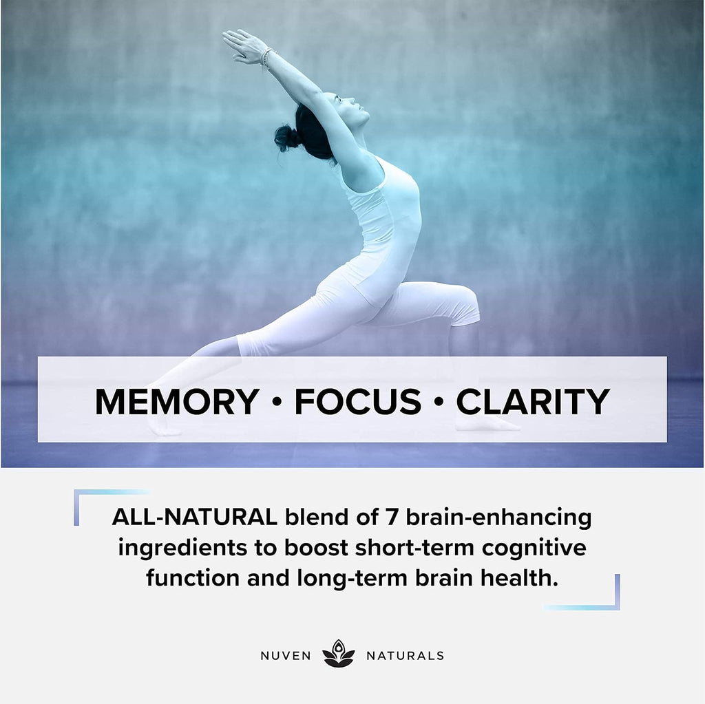Brain Support Supplement - Natural Memory and Focus Supplement with Lion’s Mane, Ginkgo Biloba, Bacopa Monnieri & Ashwagandha Root - Natural Nootropics & Brain Booster | 60 Capsules