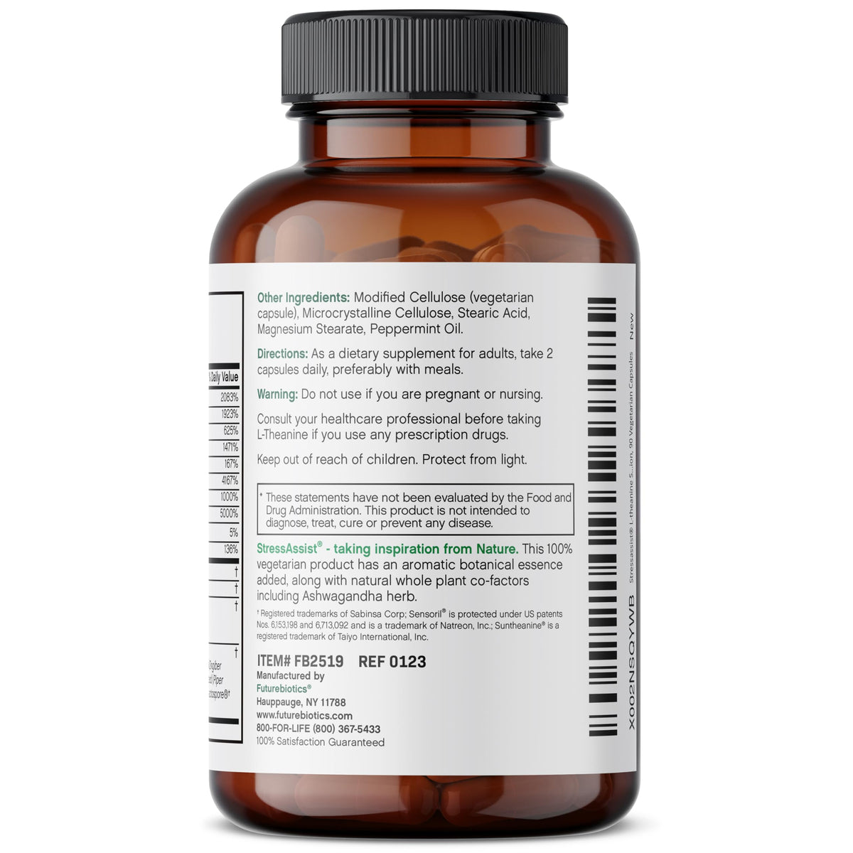 Futurebiotics Stressassist L-theanine Ashwagandha and Rhodiola Rosea Stress Complex - Natural Nutritional Stress Function, 90 Vegetarian Capsules