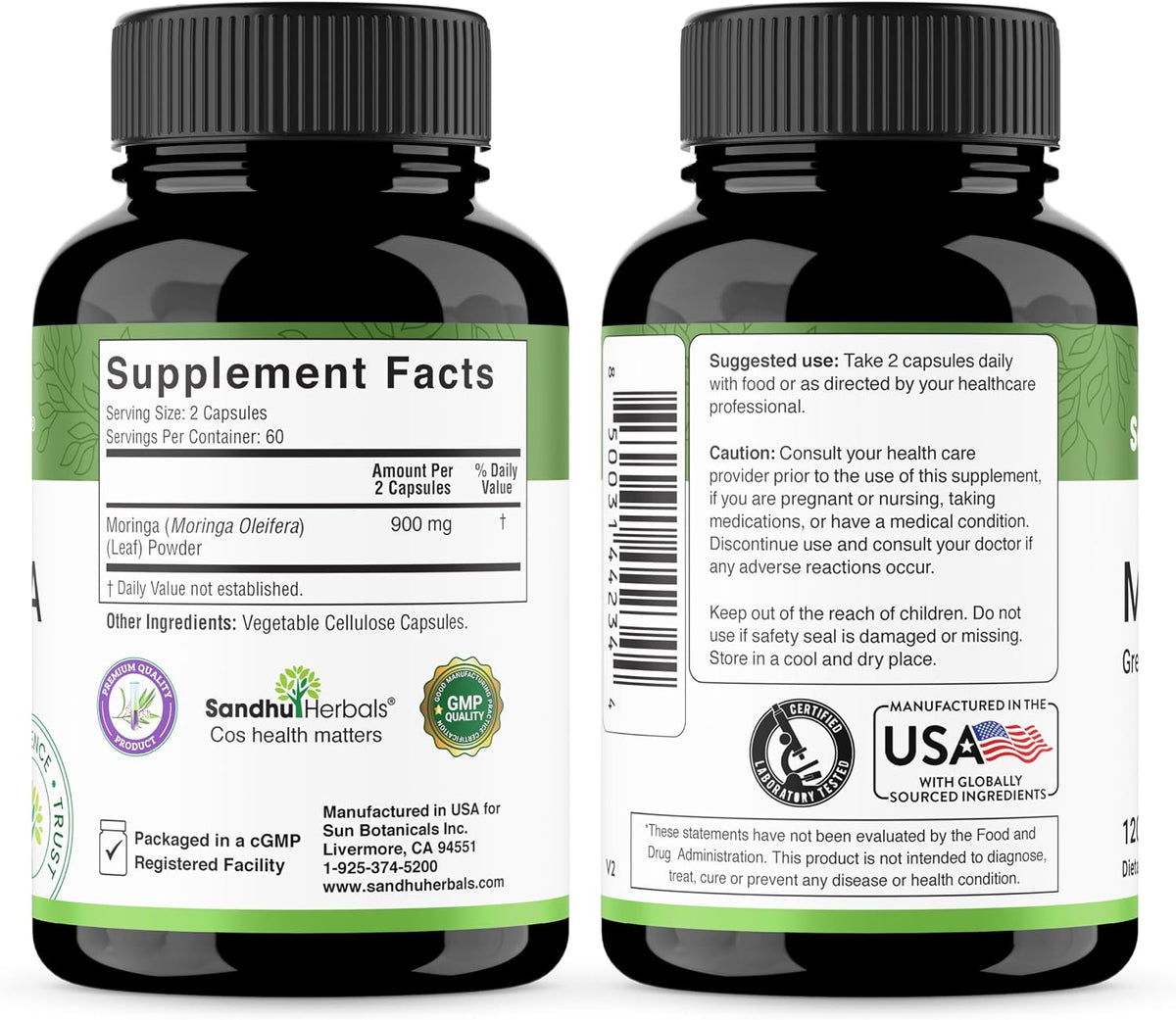 Pure Moringa Capsules for Women & Men | 120 Count Green Antioxidant Natural Superfood 900mg | Maringa Oleifera Supplement | Supports Immune, Skin & Gut Health | Made in USA