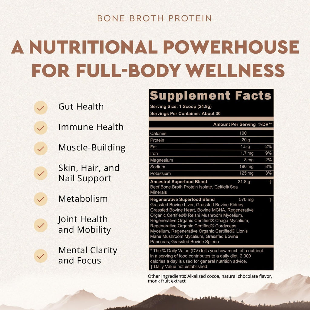 Ancestral Supplements MOFO & Chocolate Protein Bundle for Men – Supports Strength, Energy, Hormone Health & Recovery–Grass Fed Beef Organ Blend with 20g Protein, Gut Health Support & Organic Mushrooms