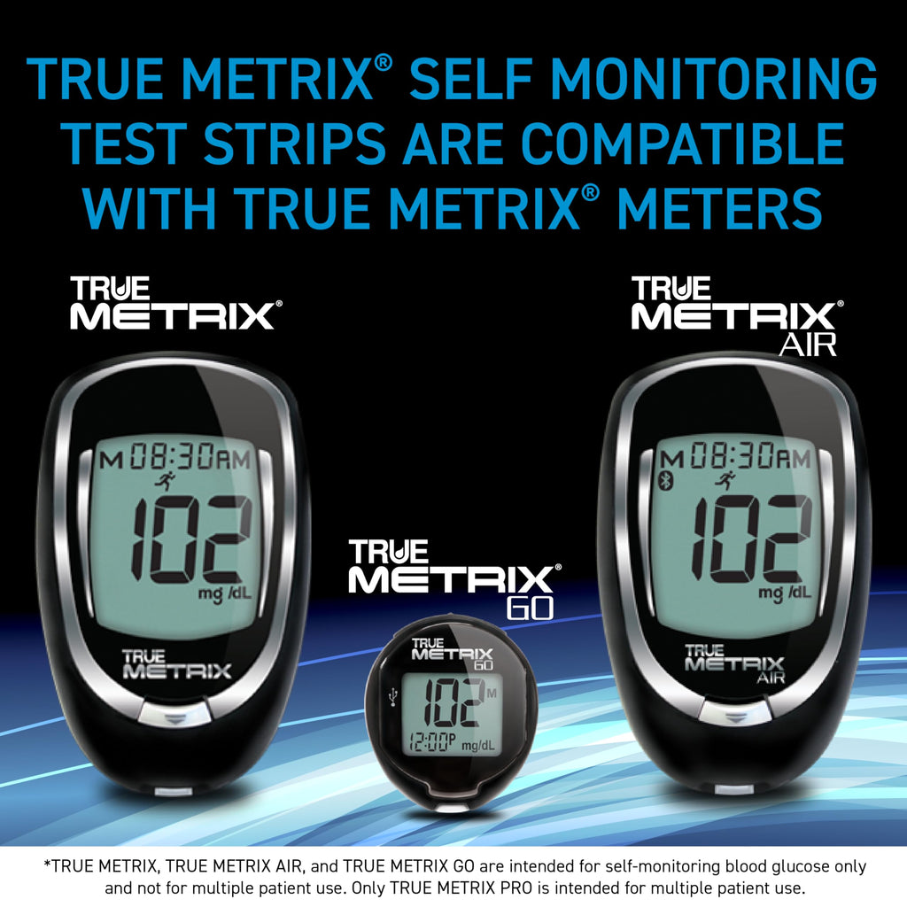 TRUE METRIX Self Monitoring Blood Glucose Test Strips, 100 Count | Blood Glucose Test Strips Compatible with TRUE METRIX Family of Self Monitoring Blood Glucose Meters, Value Pack