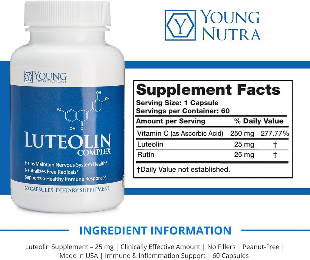Mirica YoungNutra Luteolin Complex - Supports a Healthy Immune Response and Helps Maintain Nervous System Health* - 60 Capsules