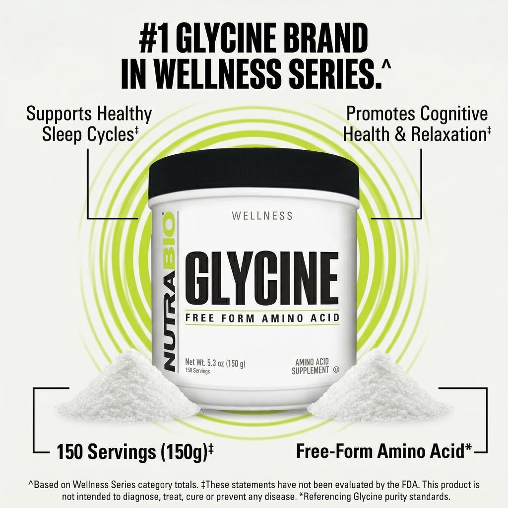 NutraBio Glycine Powder - Glycine Supplement- Free Form Amino Acid Supplement - 1000mg Serving - 150g, 150 Servings