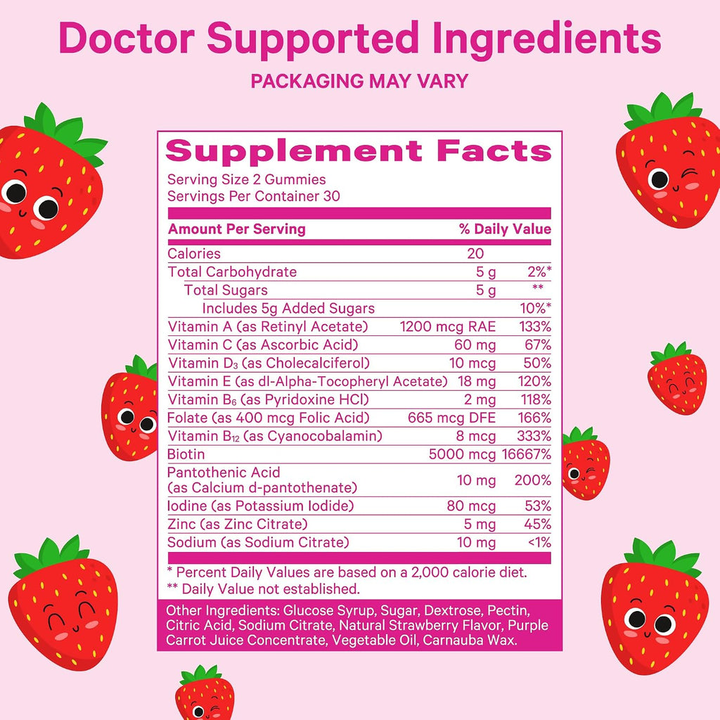 Pink Stork Biotin Multivitamin for Teens, 60 Berry Gummies | Antioxidants, Vitamin E, Clinically Studied Vitamins + Nutrients, Hair, Skin, Nails + Immune Support