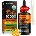 Liquid Vitamin D3 10000 IU - USDA Organic Vitamin D Drops for Adults & Kids | Vit D3 with MCT Oil for Better Absorption - Bone & Immunity Support, Dental Health* - 2 Fl Oz (Pack of 1)