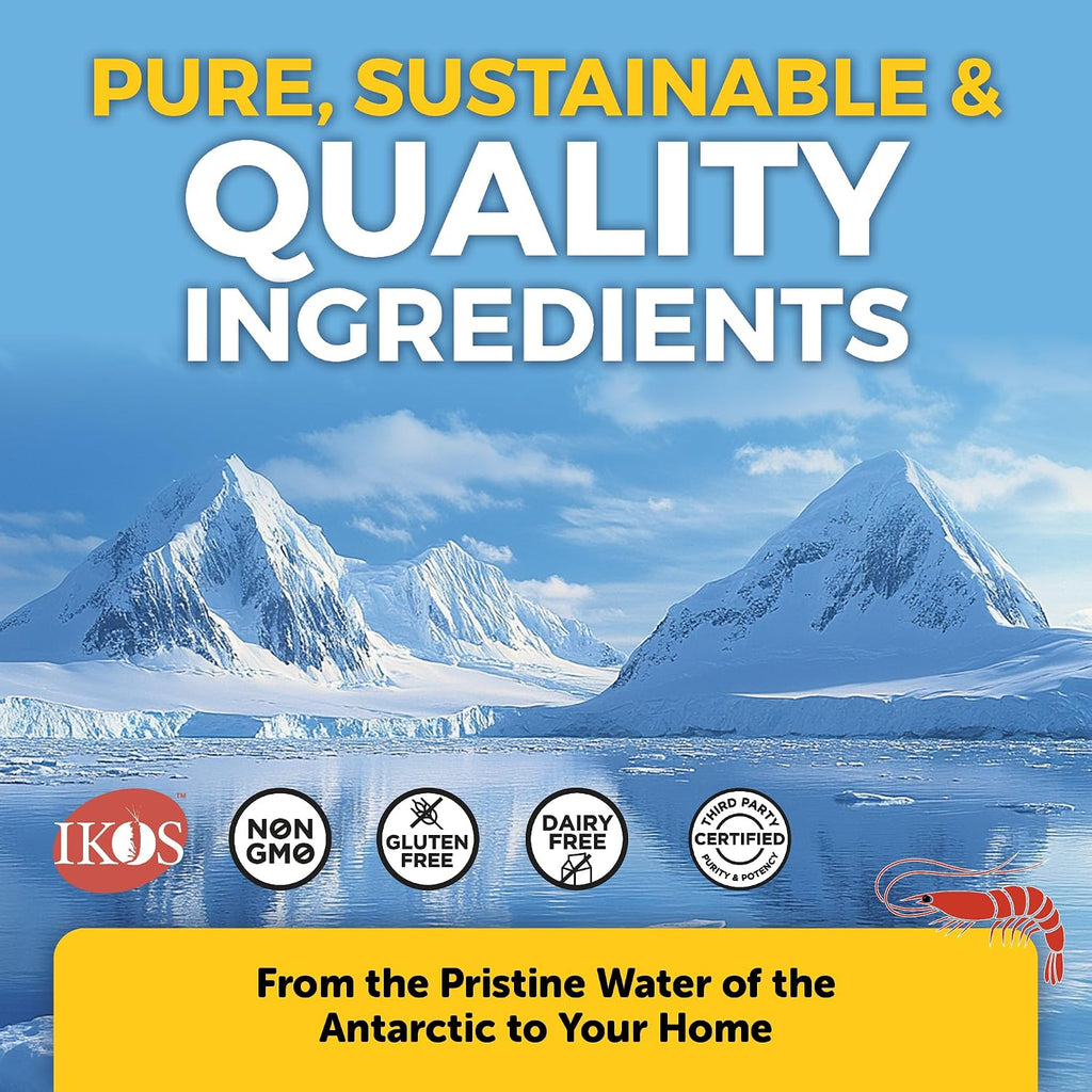 Viva Naturals Antarctic Krill Oil Omega 3 Supplements 1250 mg - DHA EPA Omega-3 & Astaxanthin Concentration for Joint Health, No Fish Burp - 60 Krill Oil Capsules