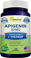 aSquared Nutrition Apigenin 50mg & L-Theanine 200mg - 120 Capsules - Apigenin Supplement Pills for Sleep and Relaxation - Natural Bioflavonoid Extract Found in Chamomile Tea | Apigenin Supplement Pills for Relaxation - Natural Bioflavonoid Extract Powder