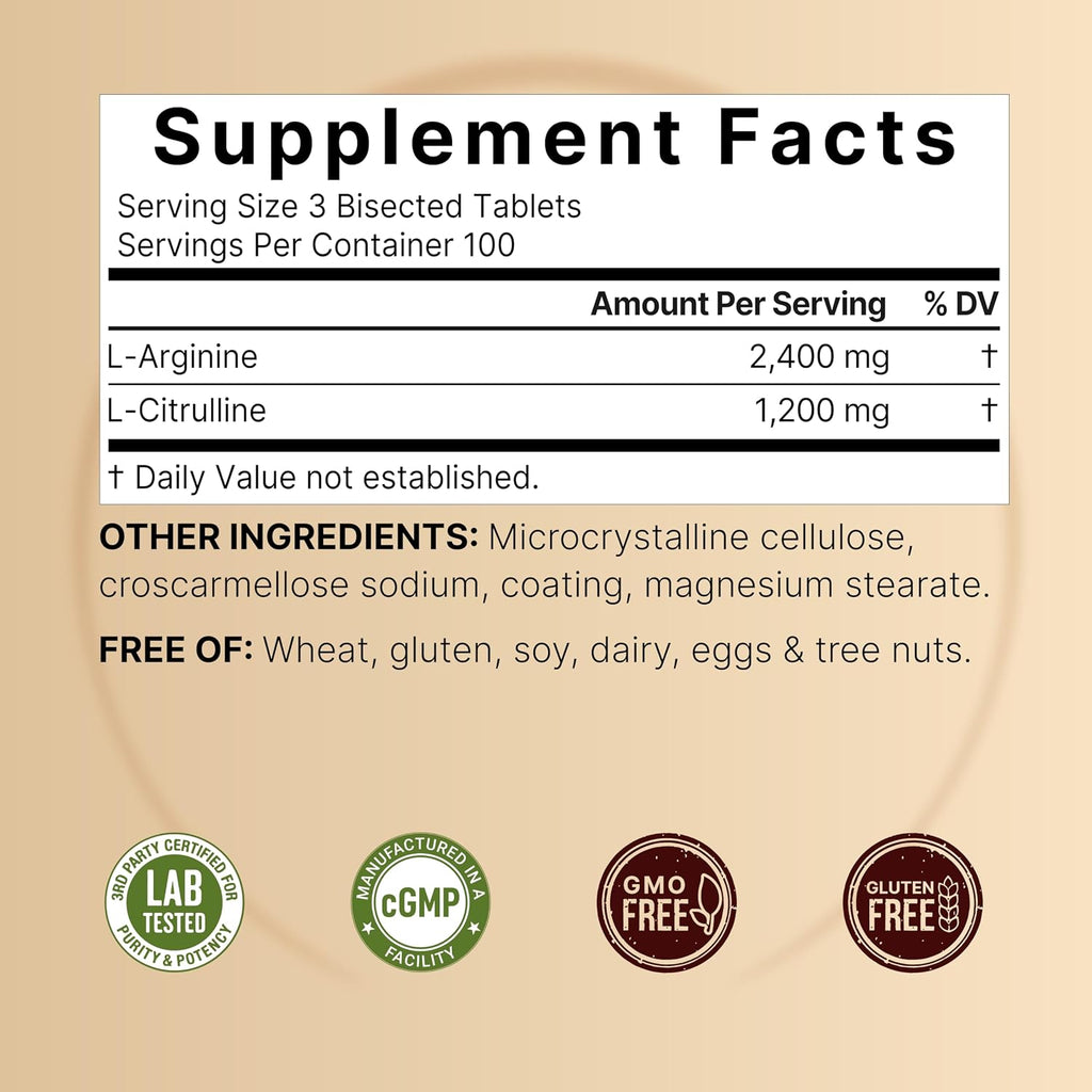 NatureBell Nitric Oxide Supplement for Men & Women – Pre-Workout Formula with L-Arginine & L-Citrulline – 3,600mg, 300 Bisected Tablets (100 Servings) – Max Strength – Non-GMO, Gluten Free*