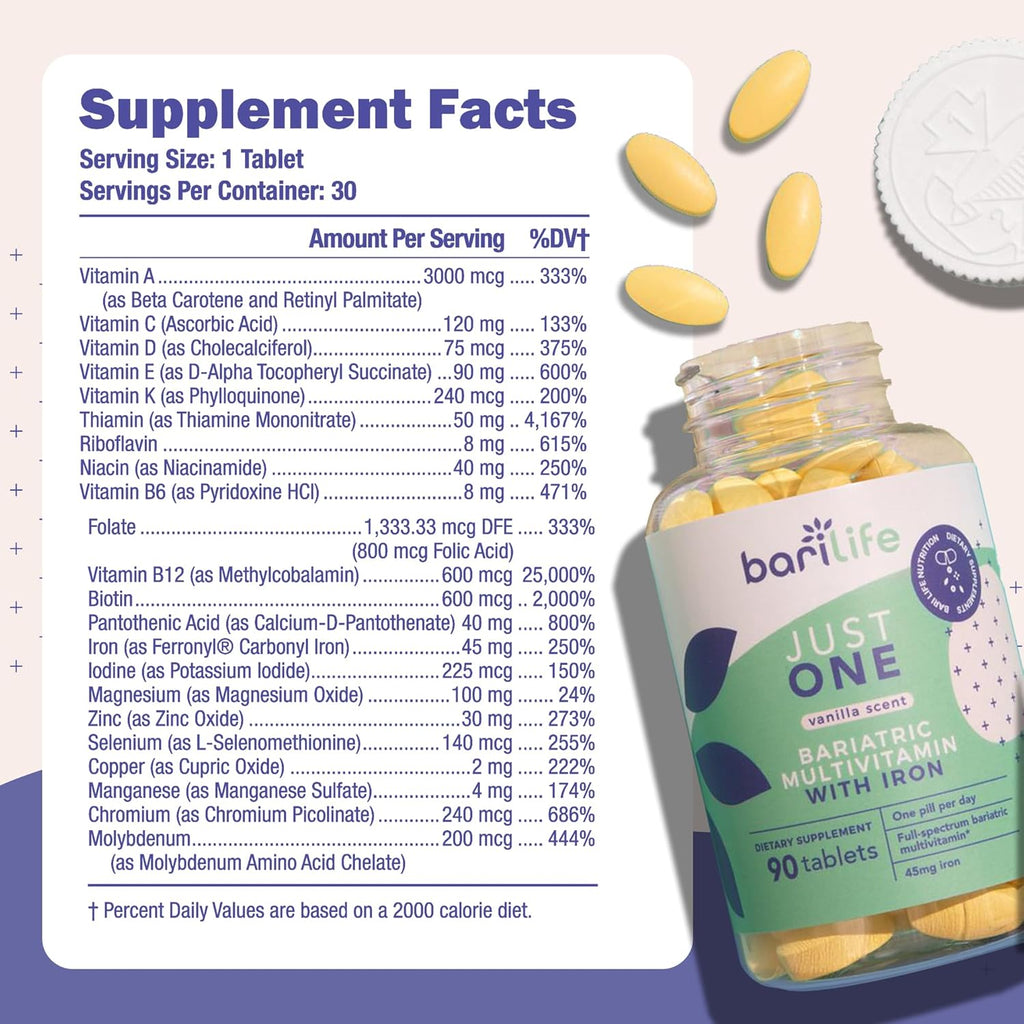 Bari Life Post-Op, Gastric Sleeve, Gastric Bypass Vitamin and Supplement Starter Kit (Grape)