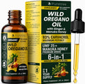 Organic Oil of Oregano Drops with Black Seed Oil, Wild Herbal Extract 93% Carvacrol, Liquid Tincture with Ginger & Manuka Honey UMF 25+, High Potency Botanical Blend, 60ml