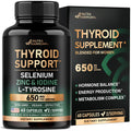 Thyroid Support for Women - Selenium 200 mcg | Astragalus | Zinc & Iodine | L-Tyrosine | Adaptogen Herbs - 21-in-1 Antioxidant & Immune Support - Vegan, Non-GMO - Lab Tested - 60 Capsules