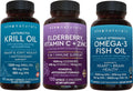 Viva Naturals Antarctic Krill Oil, Elderberry Vitamin C & Zinc and Triple-Strength Omega 3 Fish Oil Bundle, Providing Omega 3 EPA and DHA, Elderberry for Immune Support