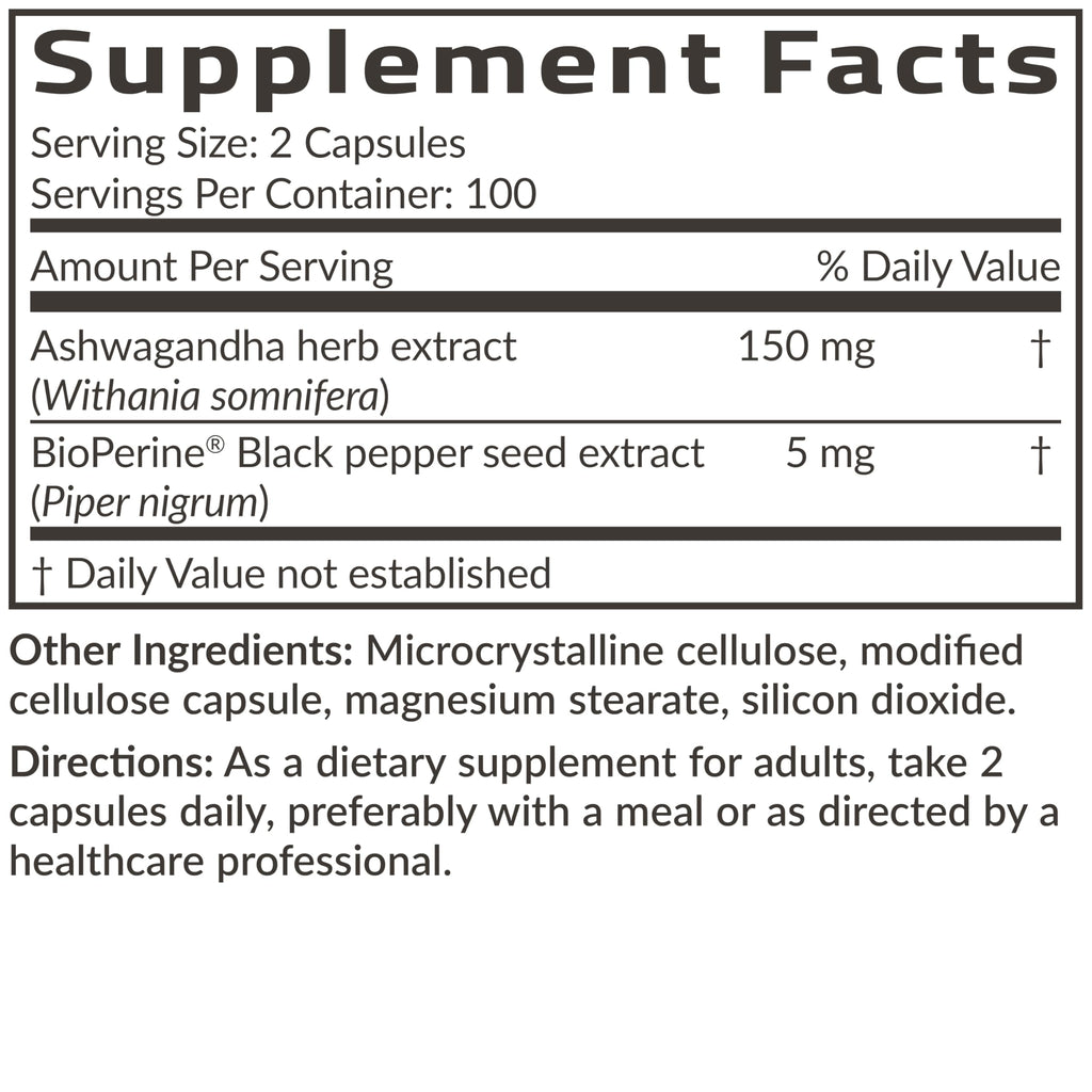 Futurebiotics Ashwagandha Extra Strength Stress & Mood Support 100 Capsules | Vegetarian, Non-GMO, Gluten-FREE, Soy-FREE, BioPerine for High Absorption
