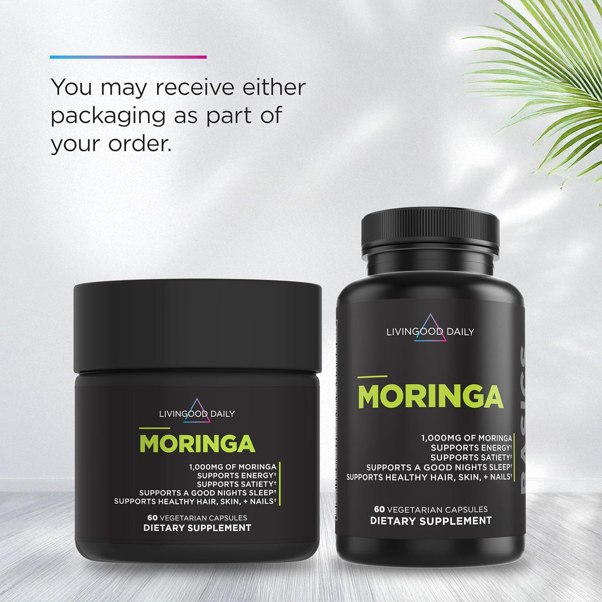 Livingood Daily Moringa Capsules, Moringa Supplement for Energy, Sleep, Satiety, Hair, Skin, Nails & Wellness, Plant Based Vegetarian, Gluten Free, Non GMO, Vegan, Daily Greens Superfood, 60 Capsules