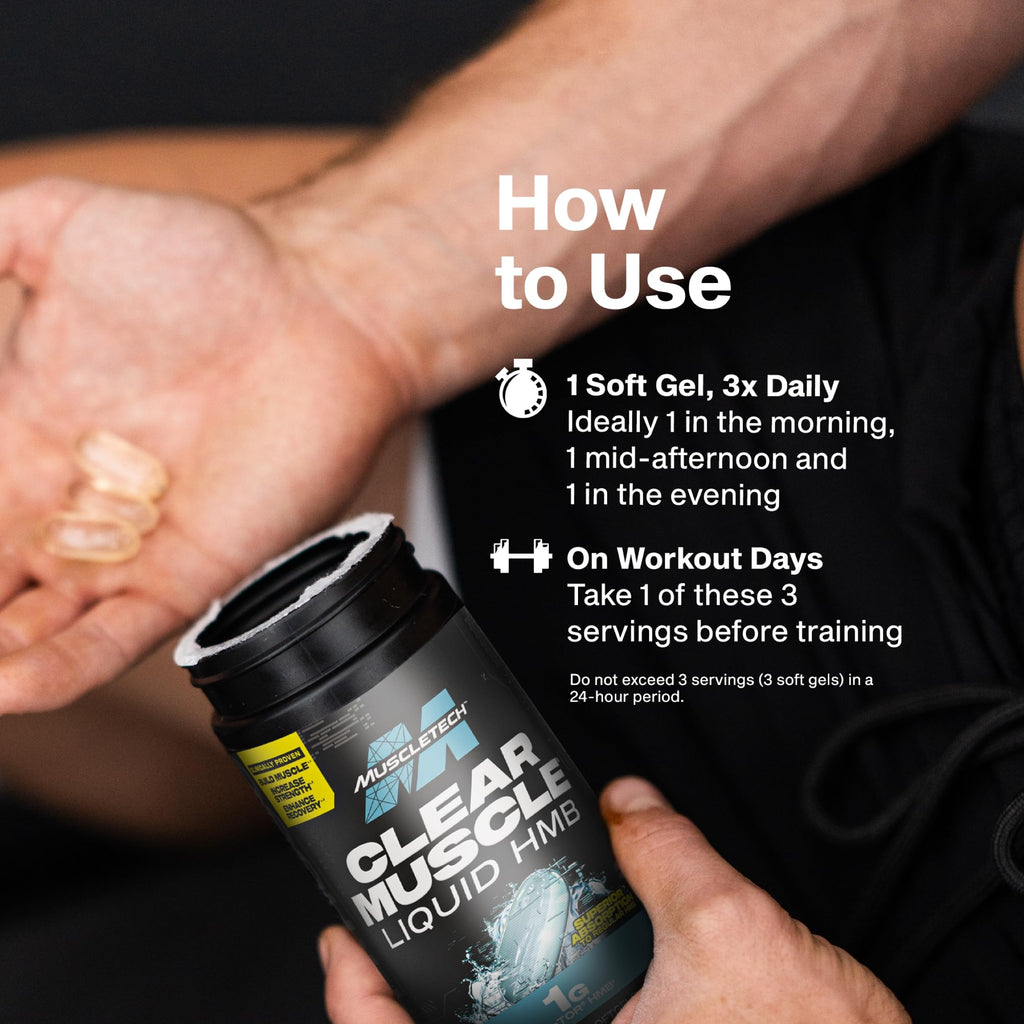 Muscletech HMB Supplements 1000mg, Clear Muscle (42 Liquid Softgels) - Highest Grade HMB for Lean Muscle & Recovery-HMB Free Acid Muscle Supplement-Help Decrease Muscle Breakdown - Packaging May Vary