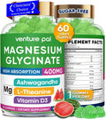 60 Day Supply Magnesium Glycinate 400mg Gummies Sugar Free High Absorption | With Ashwagandha, L-Theanine, CoQ10, Vitamin D3 & B6, Adults & Kids, Stress Relief, Sleep & Calm, Vegan, Gluten Free
