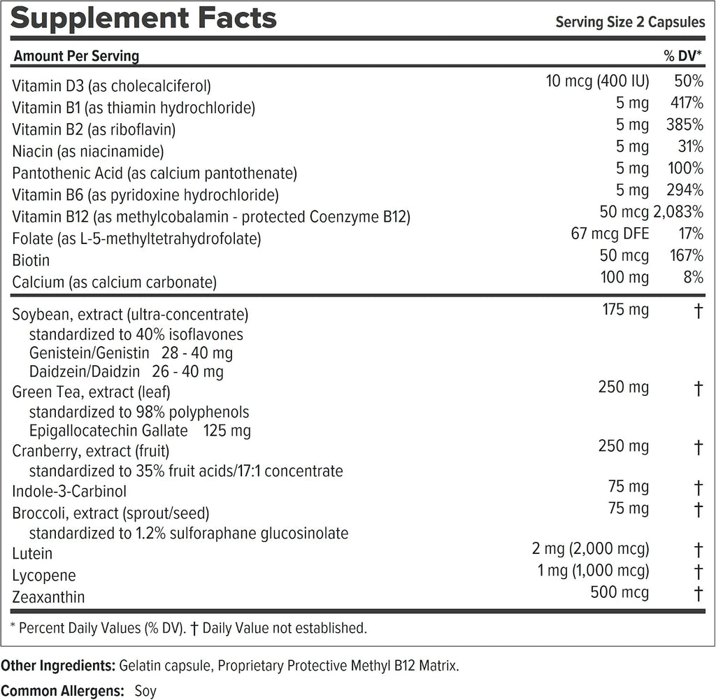 ANDREW LESSMAN Ultimate Women’s Wellness 60 Capsules - Naturally Relieves Menopause Symptoms, PMS, Perimenopause with Soy Isoflavones, EGCG, Cranberry, Indole-3-Carbinol. Easy to Swallow Capsules | Comprehensive women's wellness formula with Soy Isoflavon