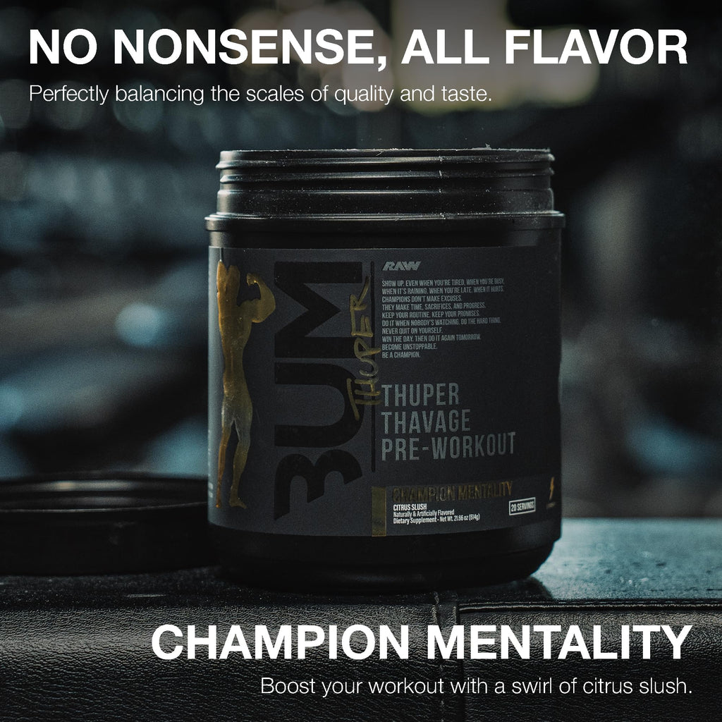 RAW Thuper Thavage Pre Workout Powder - High-Stim Preworkout with Creatine, Beta Alanine, L-Citrulline & Caffeine - Chris Bumstead Gym & Fitness Supplement for Men & Women - Watermelon Grape